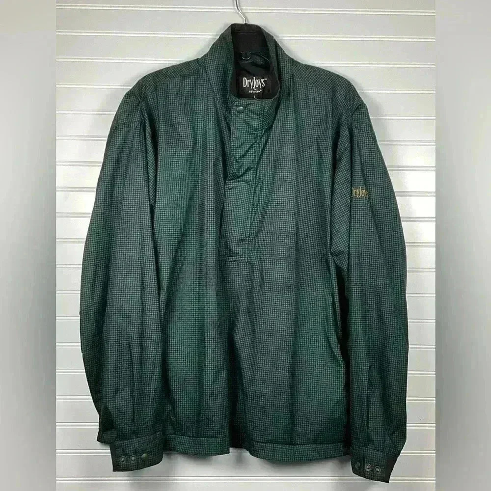 DryJoys by FootJoy FJ Mens 1/4 Zip Long Sleeve Rain Jacket Large Green Pullover